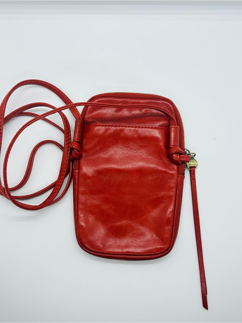 Hobo Red Leather Crossbody Phone Bag Purse Wallet 7" x 3" NWOT
